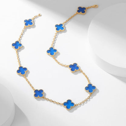 [ORA]CLOVER 10 MOTIFS BLUE AGATE NECKLACE