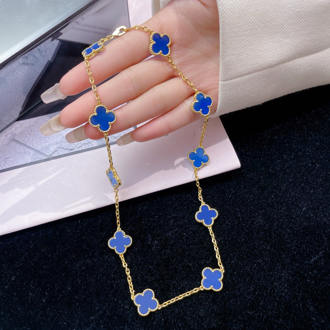 [ORA]CLOVER 10 MOTIFS BLUE AGATE NECKLACE