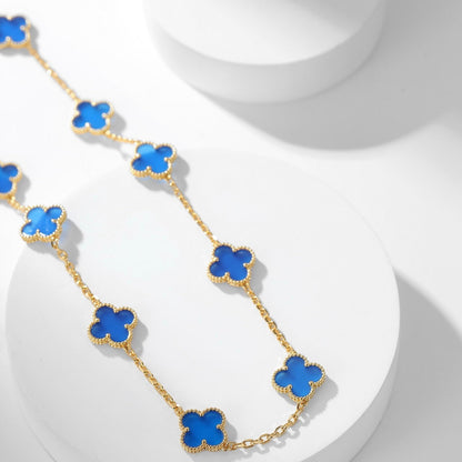 [ORA]CLOVER 10 MOTIFS BLUE AGATE NECKLACE