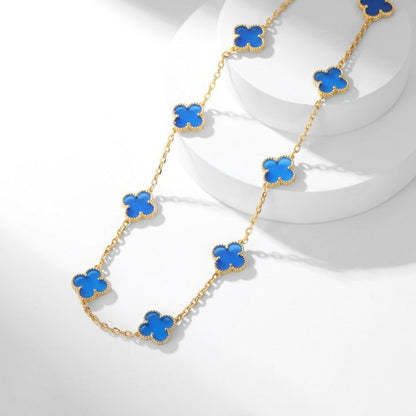 [ORA]CLOVER 10 MOTIFS BLUE AGATE NECKLACE