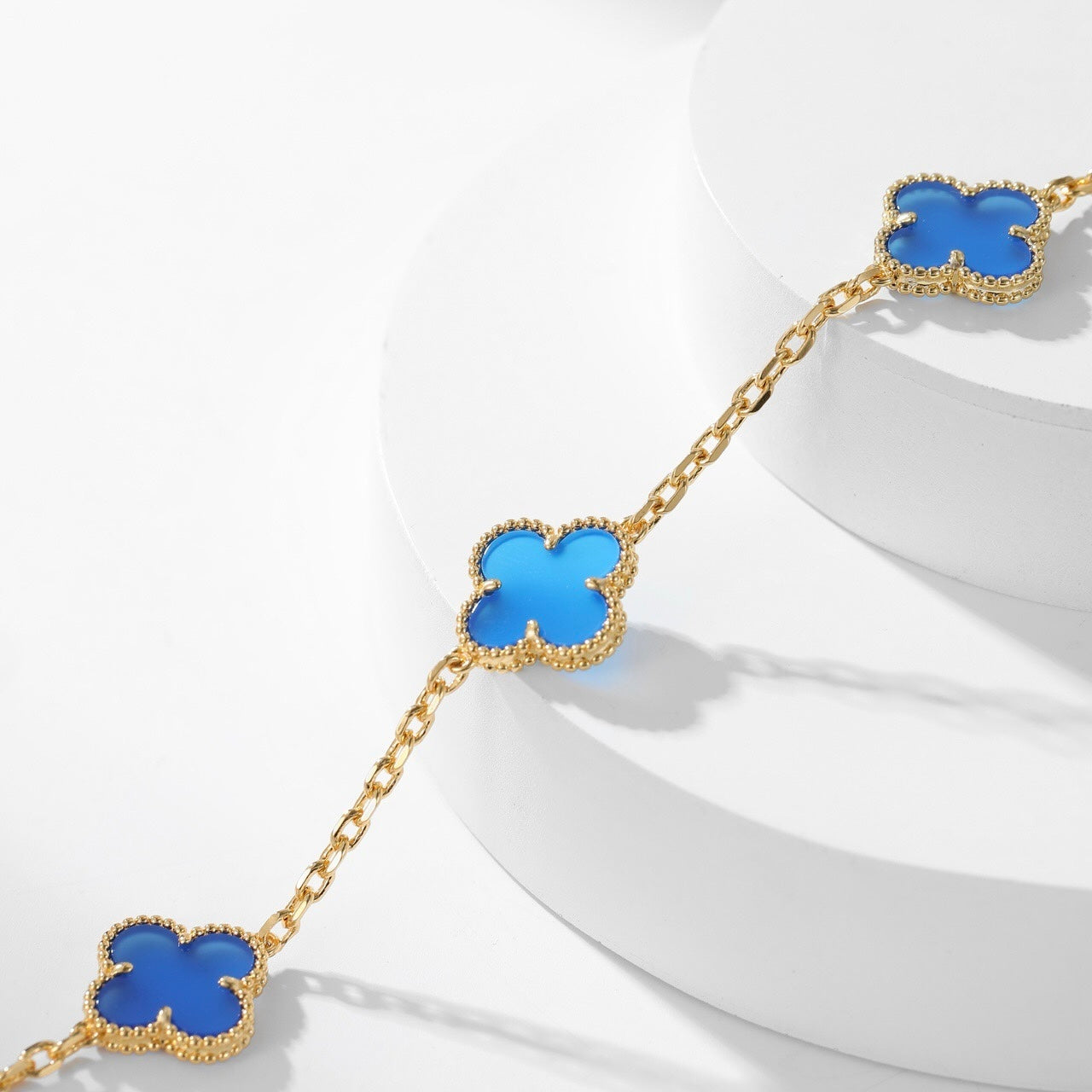 [ORA]CLOVER 10 MOTIFS BLUE AGATE NECKLACE