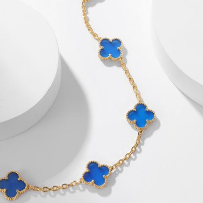 [ORA]CLOVER 10 MOTIFS BLUE AGATE NECKLACE