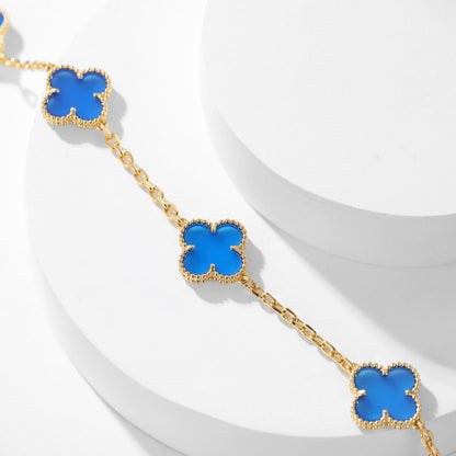 [ORA]CLOVER 10 MOTIFS BLUE AGATE NECKLACE