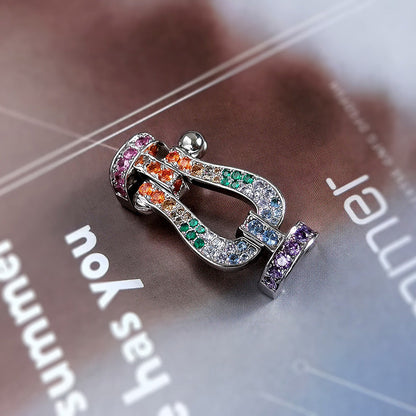 [ORA]FORC LARGE HORSESHOE  COLORED DIAMOND BRACELET SILVER