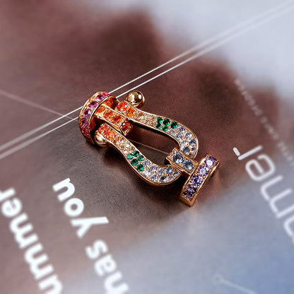 [ORA]FORC LARGE HORSESHOE  COLORED DIAMOND BRACELET SILVER
