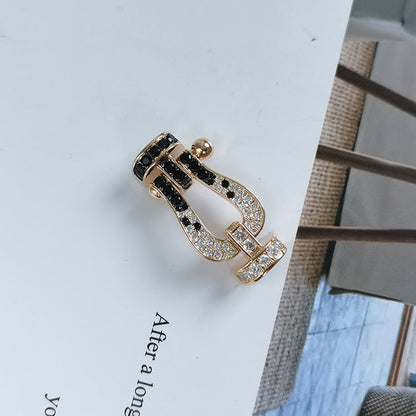 [ORA]FORCE LARGE HORSESHOE BLACK WHITE DIAMOND BRACELET ROSE GOLD