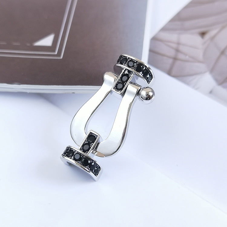 [ORA]FORCE LARGE HORSESHOE BLACK DIAMOND BRACELET SILVER