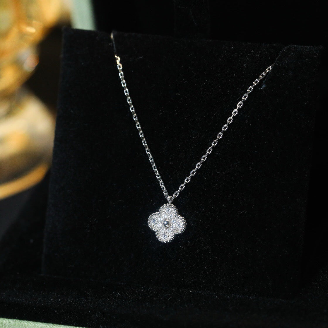 [ORA]CLOVER MINI 9.5MM PENDANT DIAMOND NECKLACE