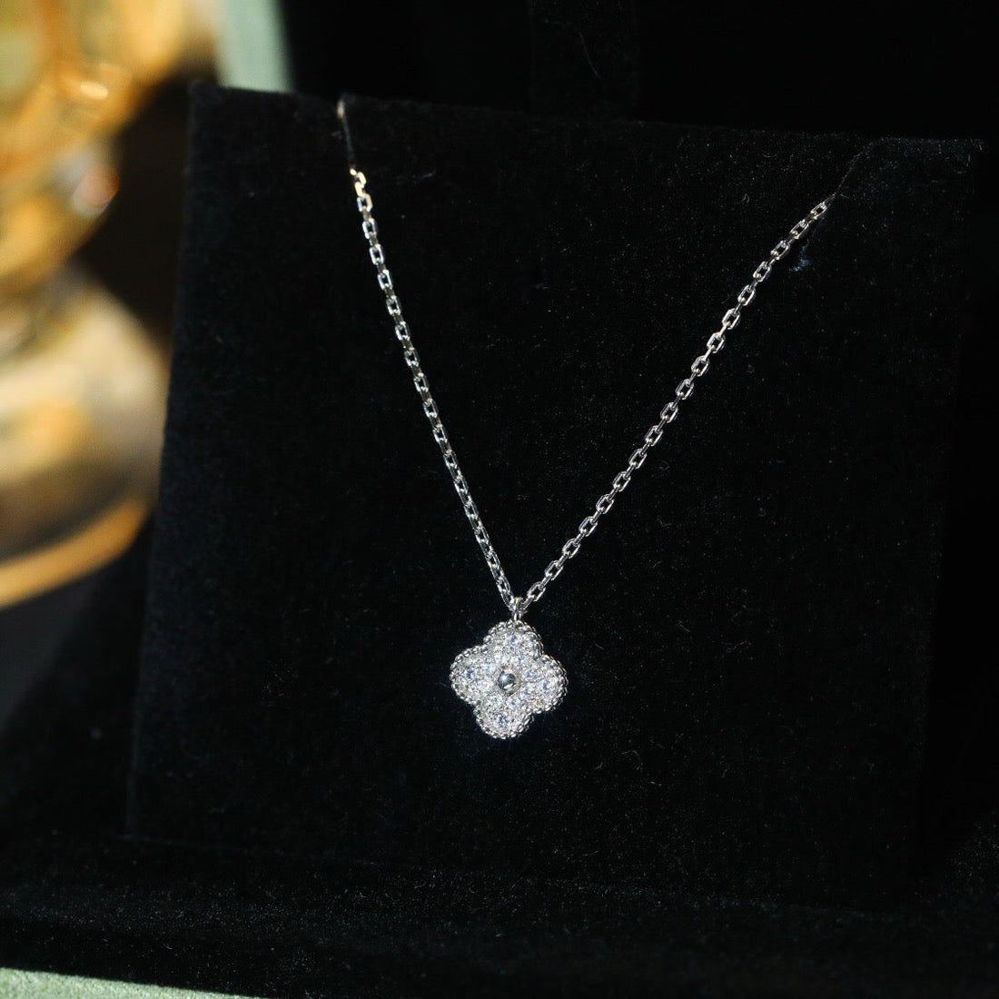 [ORA]CLOVER MINI 9.5MM PENDANT DIAMOND NECKLACE