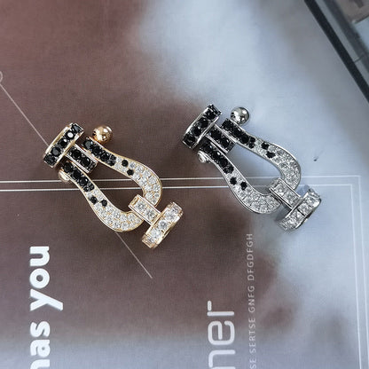 [ORA]FORCE LARGE HORSESHOE BLACK WHITE DIAMOND BRACELET ROSE GOLD