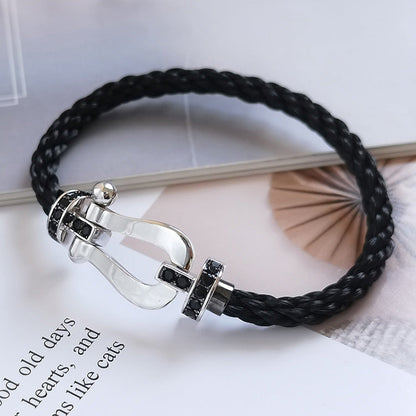 [ORA]FORCE LARGE HORSESHOE BLACK DIAMOND BRACELET SILVER