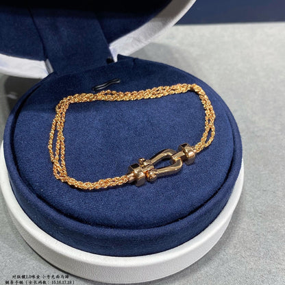 [ORA]FORCE SMALL HORSESHOE  DIAMOND CHAIN ROPE BRACELET