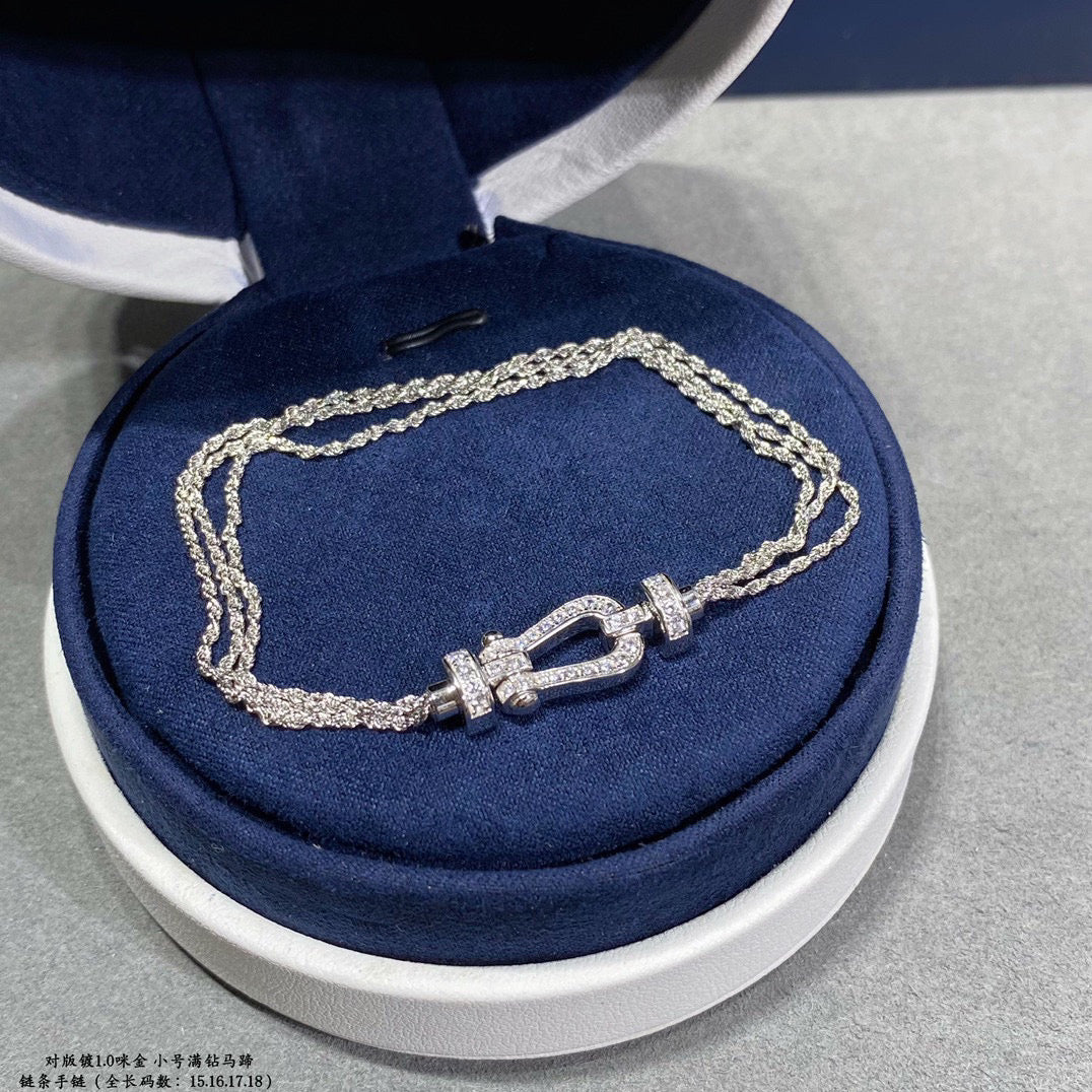 [ORA]FORCE SMALL HORSESHOE  DIAMOND CHAIN ROPE BRACELET