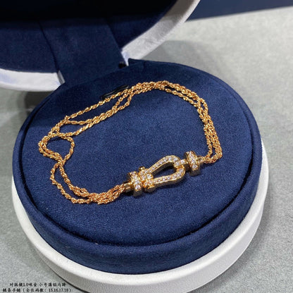 [ORA]FORCE SMALL HORSESHOE  DIAMOND CHAIN ROPE BRACELET