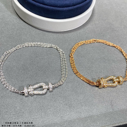 [ORA]FORCE SMALL HORSESHOE  DIAMOND CHAIN ROPE BRACELET