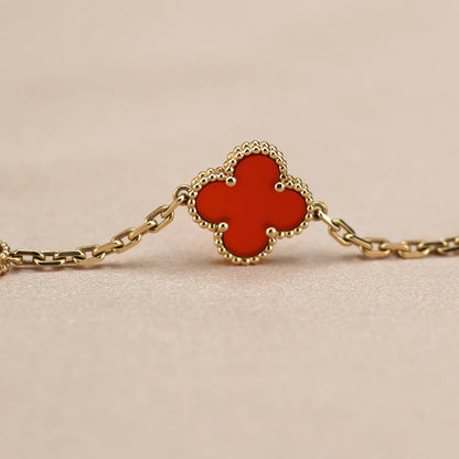 [ORA] CLOVER 5 MOTIF RED CORNELIAN BRACELET COLLECTION
