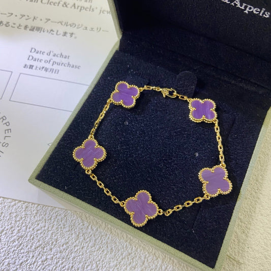 [ORA]CLOVER  5 MOTIFS  PURPLE VIOLET BRACELET