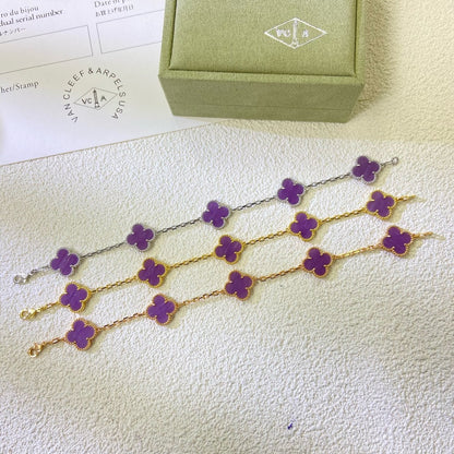 [ORA]CLOVER  5 MOTIFS  PURPLE VIOLET BRACELET