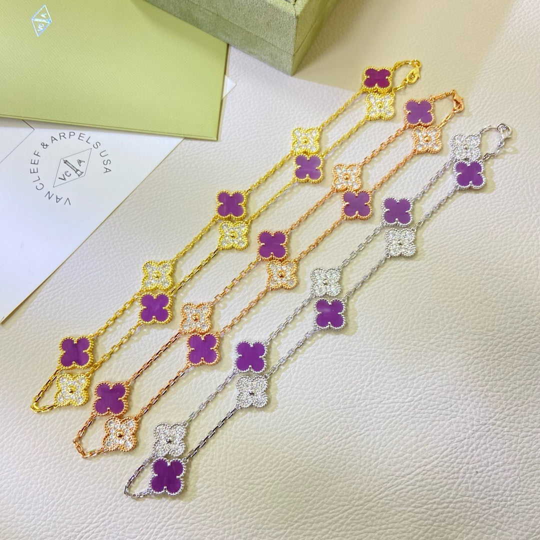 [ORA]KLEE 10 MOTIVE LILA VIOLETTER DIAMANT HALSKETTE