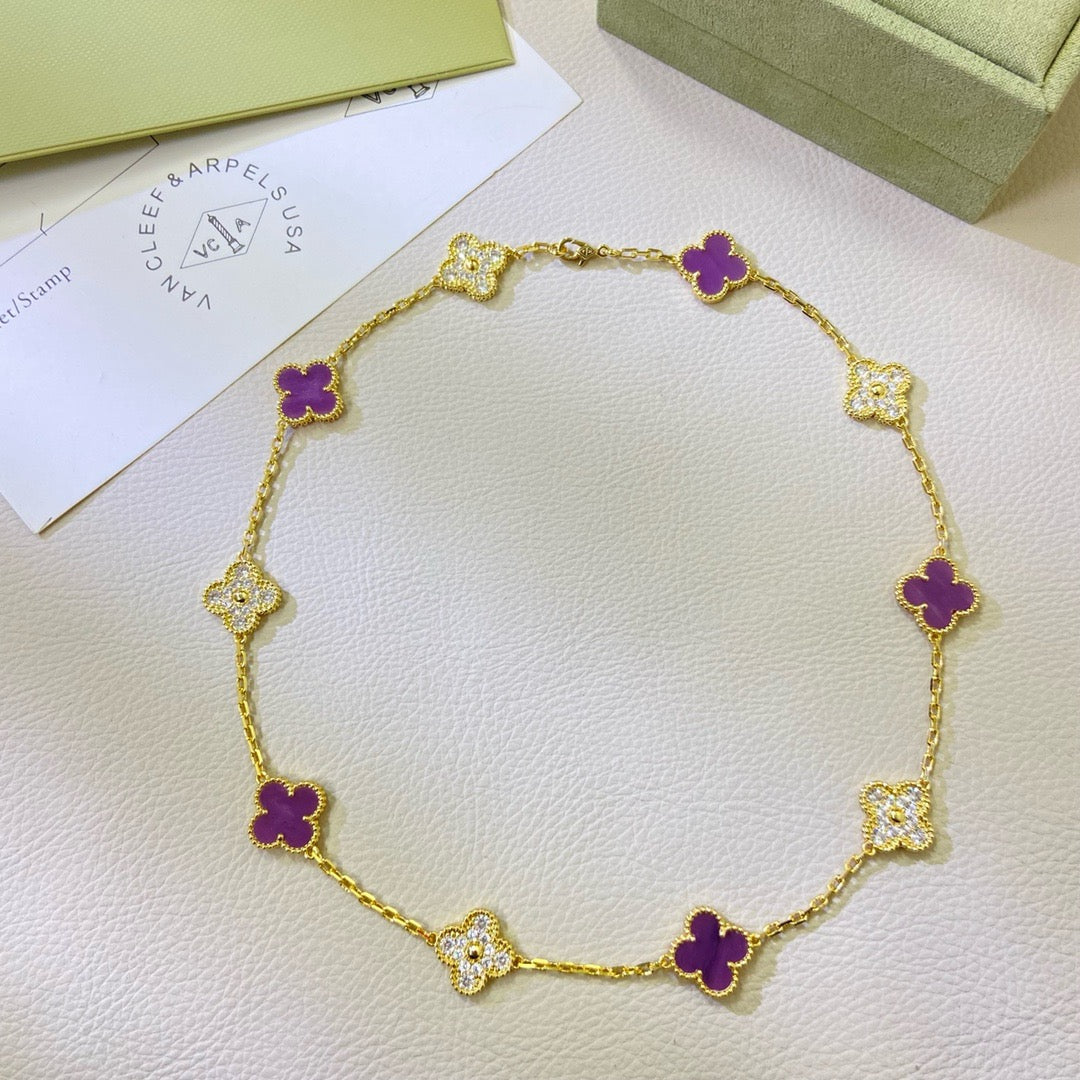 [ORA]KLEE 10 MOTIVE LILA VIOLETTER DIAMANT HALSKETTE
