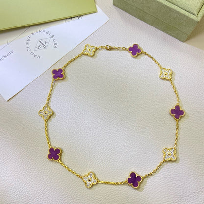 [ORA]KLEE 10 MOTIVE LILA VIOLETTER DIAMANT HALSKETTE