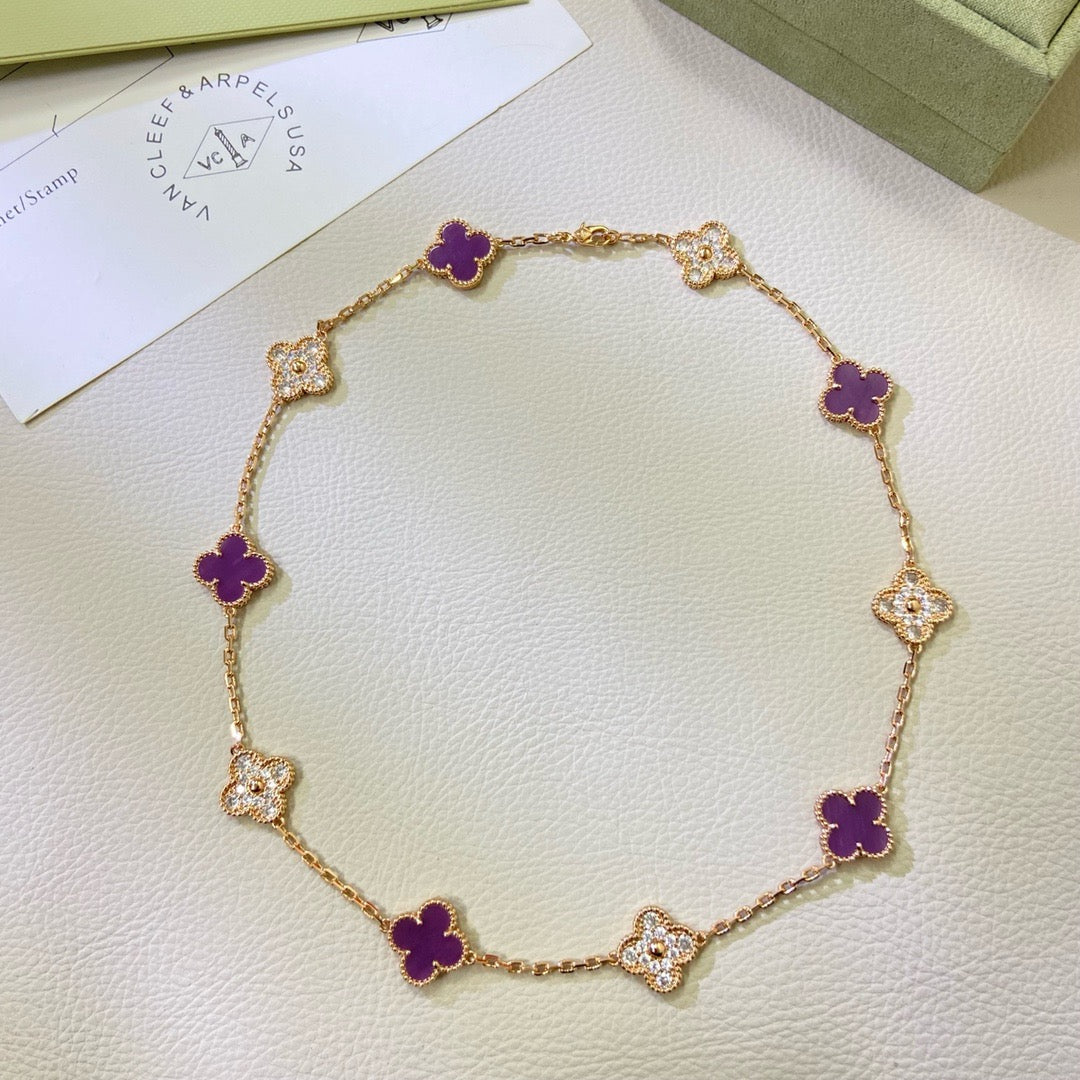 [ORA]KLEE 10 MOTIVE LILA VIOLETTER DIAMANT HALSKETTE