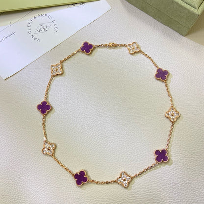 [ORA]KLEE 10 MOTIVE LILA VIOLETTER DIAMANT HALSKETTE
