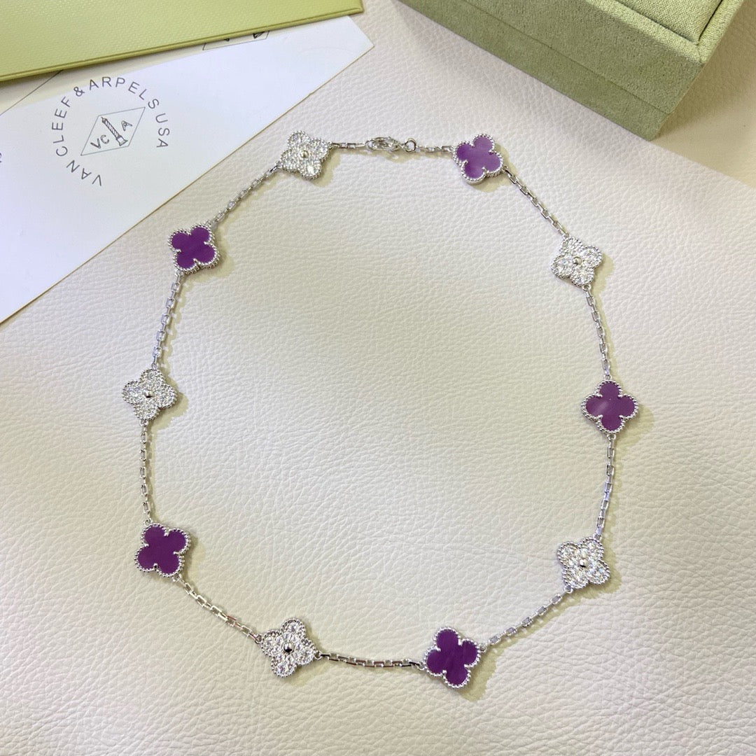 [ORA]KLEE 10 MOTIVE LILA VIOLETTER DIAMANT HALSKETTE