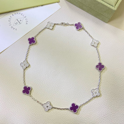 [ORA]KLEE 10 MOTIVE LILA VIOLETTER DIAMANT HALSKETTE