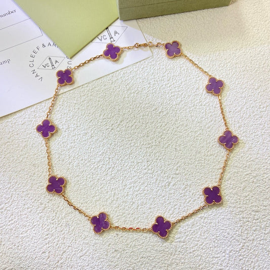 [ORA]CLOVER 10 MOTIFS  PURPLE VIOLET  NECKLACE