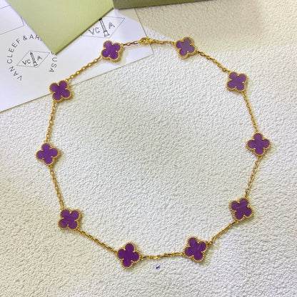 [ORA]KLEE 10 MOTIVE LILA VIOLETT HALSKETTE