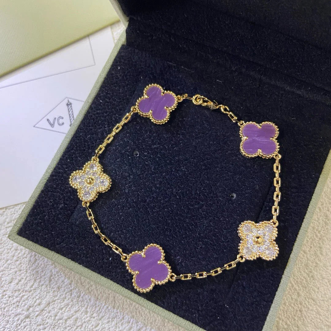 [ORA] CLOVER 5 MOTIF VIOLET BRACELET COLLECTION