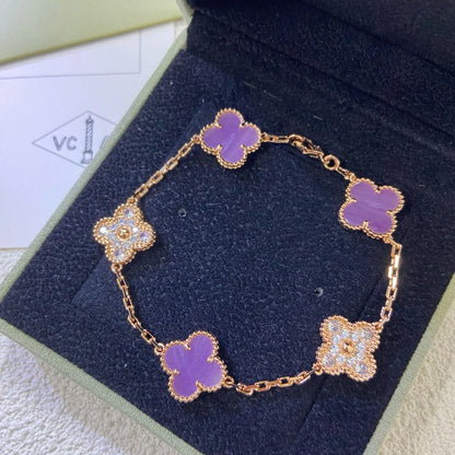 [ORA] CLOVER 5 MOTIF VIOLET BRACELET COLLECTION