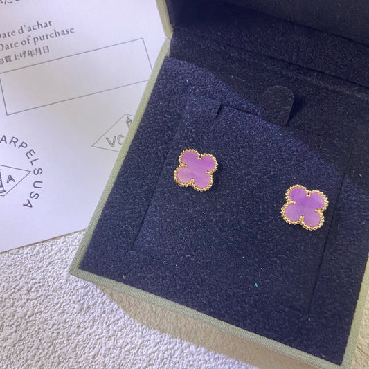[ORA]CLOVER MINI 9.5MM  PURPLE VIOLET EARRINGS