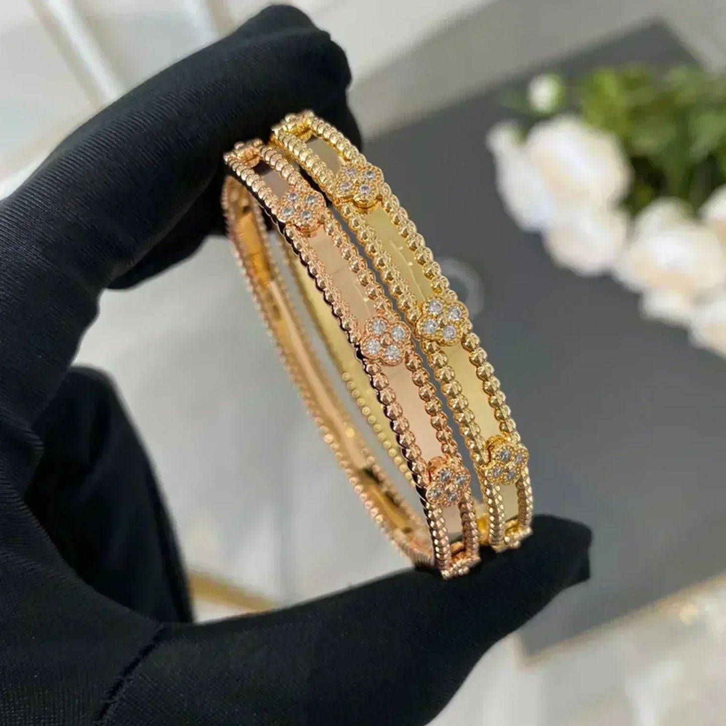 [ORA]CLOVER BRACELET 4MM DIAMONDS