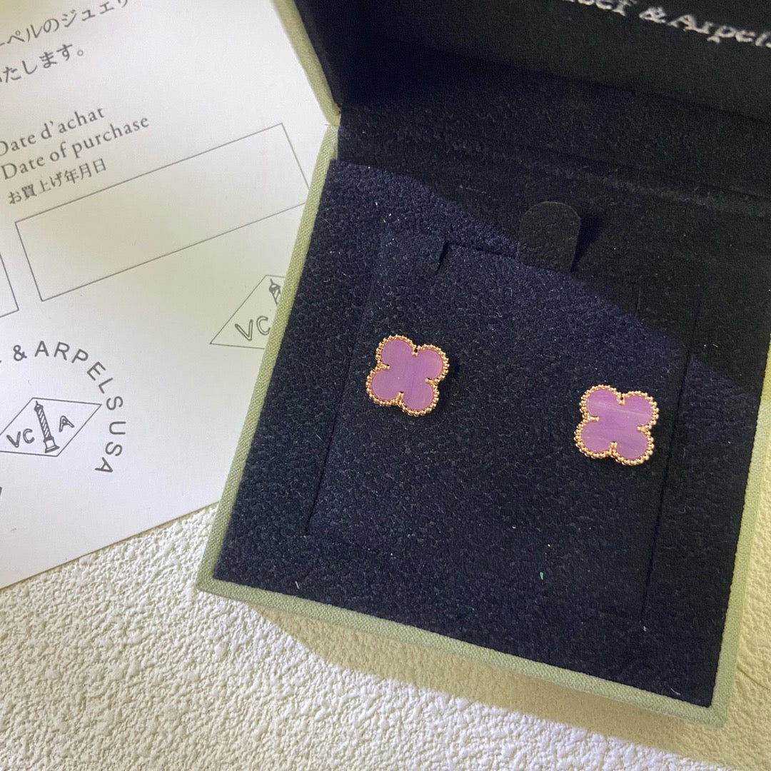 [ORA]CLOVER MINI 9.5MM  PURPLE VIOLET EARRINGS