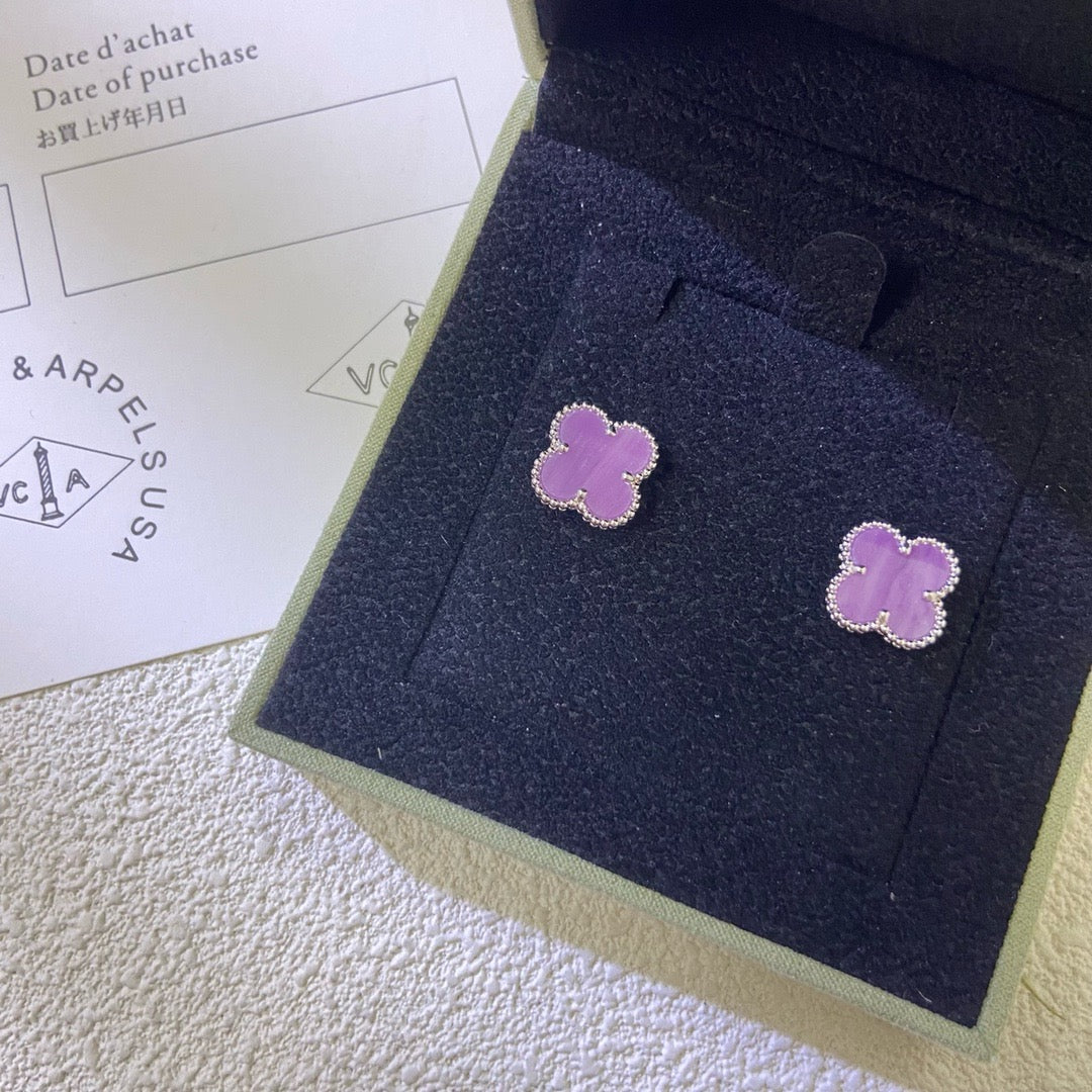 [ORA]CLOVER MINI 9.5MM  PURPLE VIOLET EARRINGS