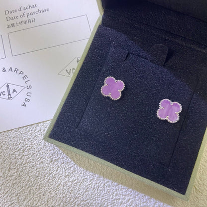 [ORA]CLOVER MINI 9.5MM  PURPLE VIOLET EARRINGS