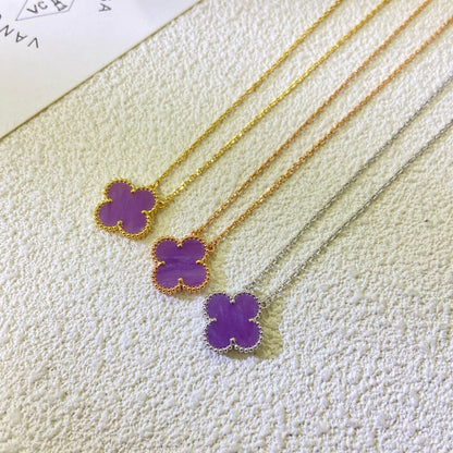 [ORA]CLOVER 15MM  PURPLE VIOLET NECKLACE