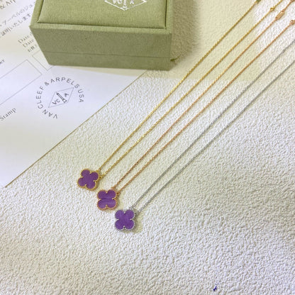 [ORA]CLOVER 15MM  PURPLE VIOLET NECKLACE