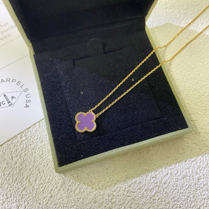 [ORA]CLOVER 15MM  PURPLE VIOLET NECKLACE