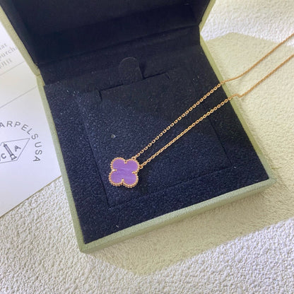 [ORA]CLOVER 15MM  PURPLE VIOLET NECKLACE