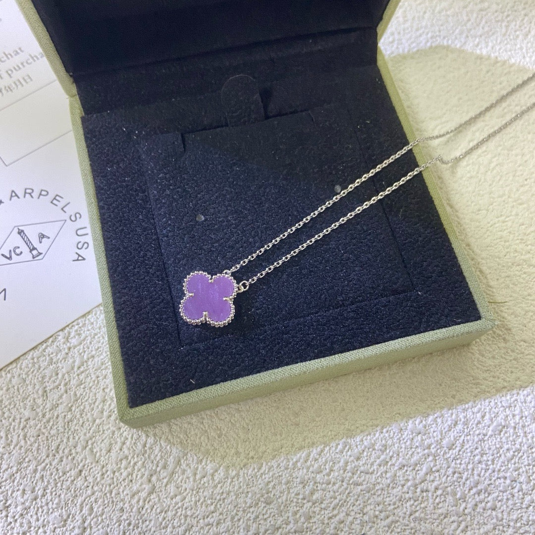 [ORA]CLOVER 15MM  PURPLE VIOLET NECKLACE
