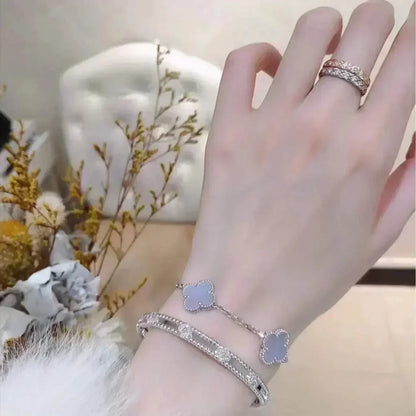 [ORA] CLOVER 5 MOTIF PURPLE CHALCEDONY BRACELET COLLECTION
