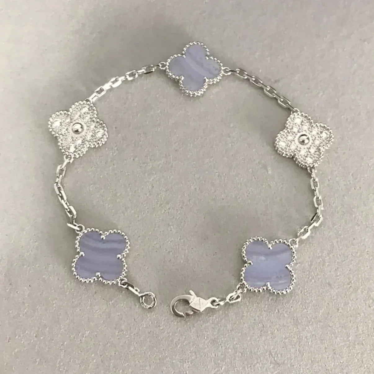 [ORA] CLOVER 5 MOTIF PURPLE CHALCEDONY BRACELET COLLECTION