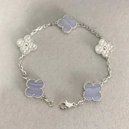 [ORA] CLOVER 5 MOTIF PURPLE CHALCEDONY BRACELET COLLECTION