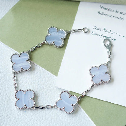 [ORA] CLOVER 5 MOTIF PURPLE CHALCEDONY BRACELET COLLECTION