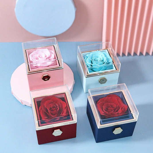 CREATIVE ROTATING PRESERVED ROSE JEWELRY GIFT BOX??_O LOGO)