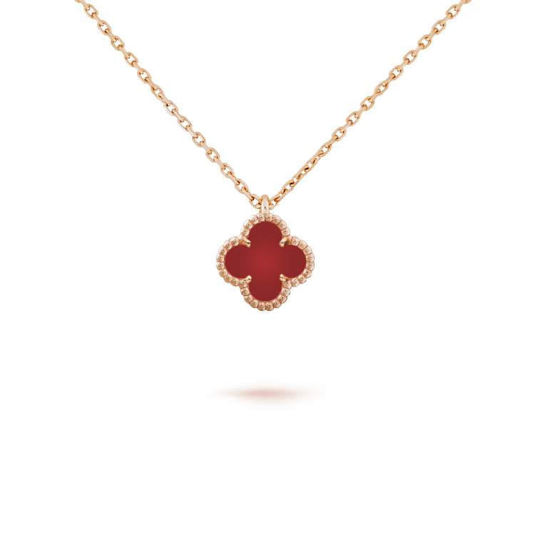 [ORA]CLOVER MINI 9.5MM WHITE CARNELIANS NECKLACE