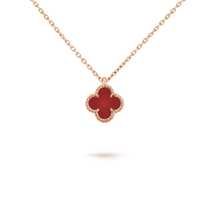 [ORA]CLOVER MINI 9.5MM WHITE CARNELIANS NECKLACE